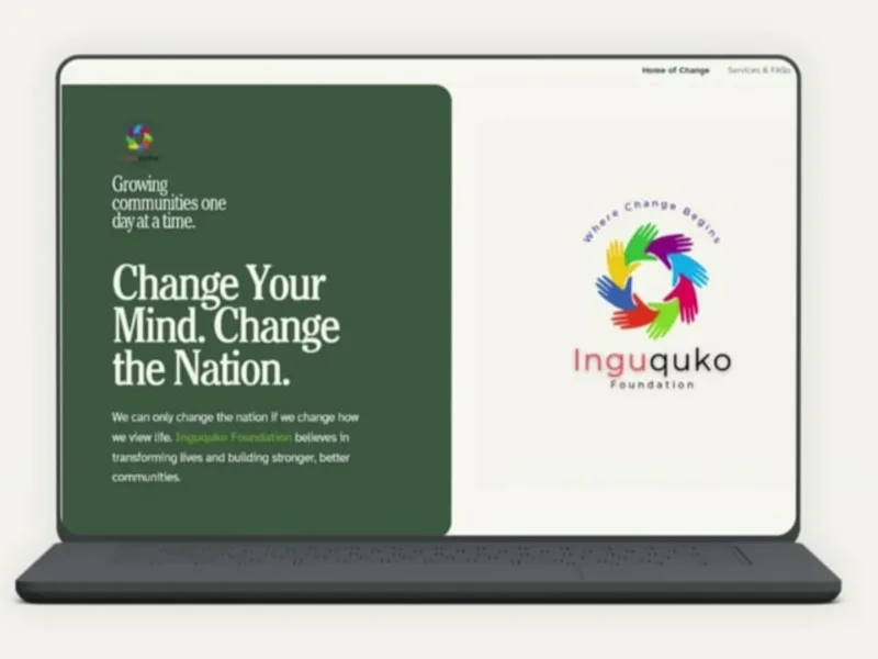 Inguquko Foundation website shown on a laptop