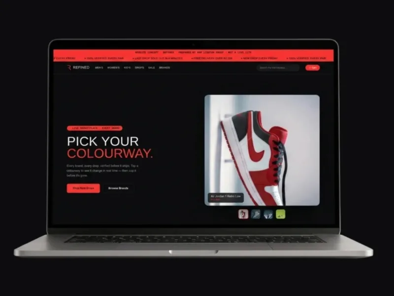 Refined website shown on a laptop